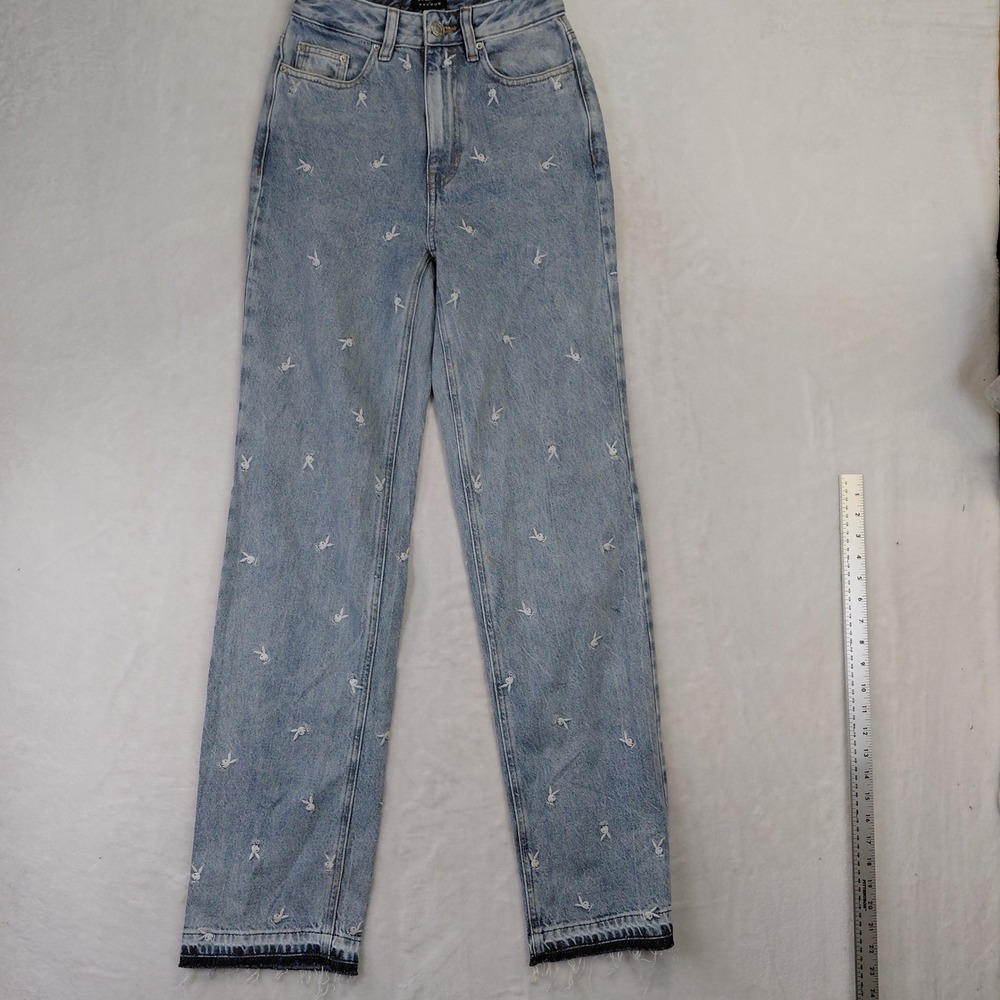Playboy by PacSun Light Wash Embroidered Bunny Straight Leg Jeans Size 23